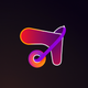 A AI-generated app icon of a minimalist airplane in magenta color and sepia color and brick color and tangerine color color scheme