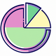 A AI-generated app icon of a pie chart in purple and orange color scheme