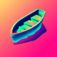 A AI-generated app icon of a rowboat in silver , mint blue , emerald green , rose red color scheme