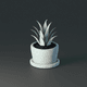 A AI-generated app icon of potted Snake Plant in dark grey , slate , jet black , brown color scheme