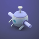 A AI-generated app icon of the Galileo robotic space probe in baby blue , celadon , dark violet , mulberry color scheme