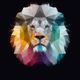A AI-generated app icon of lion in jet black , orchid , ghost white , snow color scheme
