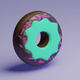 A AI-generated app icon of a doughnut in blue green , dark violet , whitesmoke , black color scheme