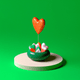 A AI-generated app icon of potted String of Hearts in orange red , whitesmoke , emerald green , gold color scheme