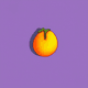 A AI-generated app icon of an apricot in black , periwinkle color scheme