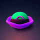 A AI-generated app icon of a swimming cap in fuchsia , very peri , dark green , saddle brown color scheme