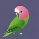 A AI-generated app icon of a parakeet in wheat , dusty rose color scheme
