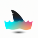 A AI-generated app icon of shark fin above the sea surface in  color scheme