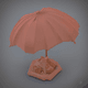 A AI-generated app icon of an umbrella in peach , taupe , oatmeal color scheme