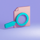 A AI-generated app icon of a document magnifying glass  in lilac , evergreen , light sky blue , papaya whip color scheme