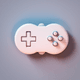 An app icon of  an image of game controller with ivory and white and burnt sienna and maroon scheme color