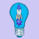 A AI-generated app icon of a lightbulb in cornflower , honeysuckle , champagne , cool grey color scheme