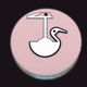 An app icon of  an image of a crane with baby pink and ebony and champagne and fuchsia scheme color
