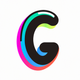A AI-generated app icon of a letter g in pale green color and pastel purple color and dark green color and reddish brown color color scheme