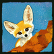 A AI-generated app icon of a fennec fox in yellow , blue color scheme