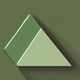 A AI-generated app icon of a triangle shape in army green , green , white , red color scheme