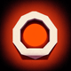 A AI-generated app icon of a decagon shape in bright orange , orange , white , red color scheme