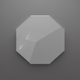 An app icon of a decagon shape with slate grey and white color scheme