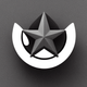 A AI-generated app icon of a star shape in eggplant , white , red color scheme