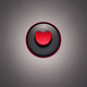 A AI-generated app icon of a face with tongue in dark red , berry , red color scheme