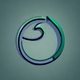 A AI-generated app icon of a crescent shape in army green , alice blue , green , blue , red color scheme