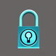 A AI-generated app icon of a lock in pale turquoise , turquoise , lily color scheme