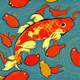 A AI-generated app icon of a koi carp in red color scheme