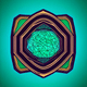 A AI-generated app icon of a nonagon shape in emerald green , green , amber , red color scheme