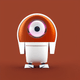 An app icon of a robot with burnt orange and rose red color scheme
