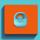 A AI-generated app icon of a window in pale turquoise , turquoise , orange color scheme