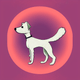 A AI-generated app icon of a wire fox terrier in red color scheme