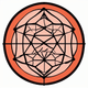 A AI-generated app icon of a decagon shape in terracotta , white , red color scheme