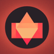 An app icon of a square shape with peach puff and dark red color scheme