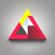 A AI-generated app icon of a triangle shape in very peri , white , red color scheme