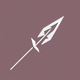 An app icon of an image of an arrow shape with rosy brown and white color scheme