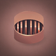 An app icon of a cylinder shape with dark khaki and rose gold color scheme