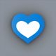 A AI-generated app icon of a heart shape in alice blue , white , blue , red color scheme