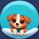 A AI-generated app icon of a dog in red color scheme