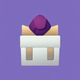 An app icon of a box with saddle brown and lilac color scheme