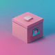An app icon of a box with pale turquoise and light salmon color scheme