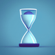 A AI-generated app icon of an hourglass in pale turquoise , turquoise , sky blue , blue color scheme