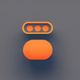 An app icon of a binoculars with dark orange and orange color scheme