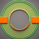 An app icon of a circle shape with bright orange and yellow green color scheme