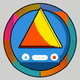 An app icon of an image of a triangle shape with white and red color scheme