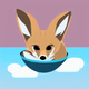 A AI-generated app icon of a fennec fox in red color scheme