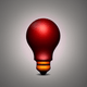 An app icon of a light bulb with dark red and brown color scheme