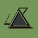 An app icon of an image of an isosceles triangle shape with rosy brown and white color scheme
