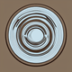 An app icon of an image of an ellipse shape with ivory and white color scheme