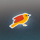 A AI-generated app icon of a bird in red color scheme