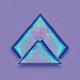 A AI-generated app icon of an equilateral triangle shape in navajo white , lavender , white , red color scheme